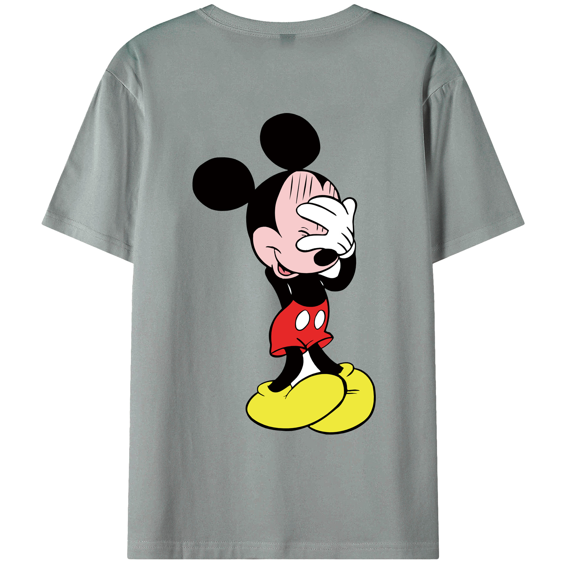 ミッキーマウス Mickey Mouse 綿100％ メンズ半袖Tシャツ（バックプリント） 通気性
